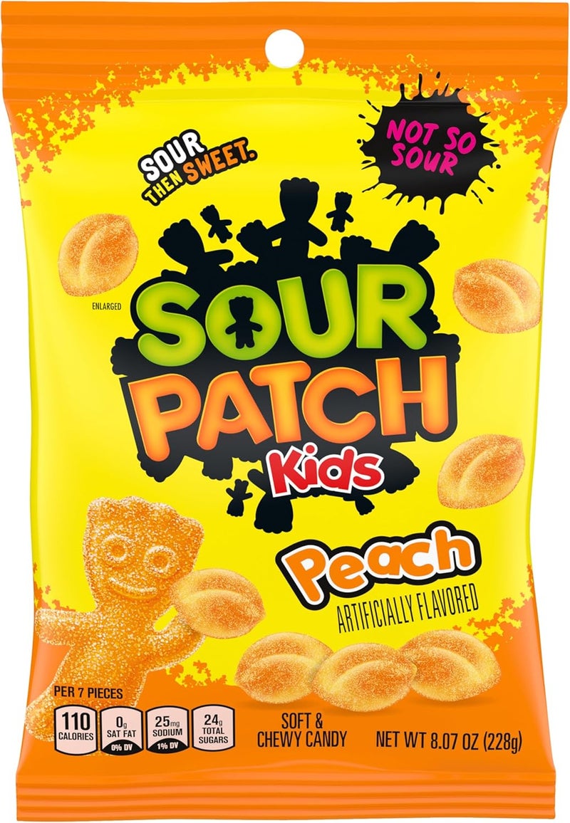 SOUR PATCH KIDS Peach Soft and Chewy Candy, 8.07 oz Bag - Image 1